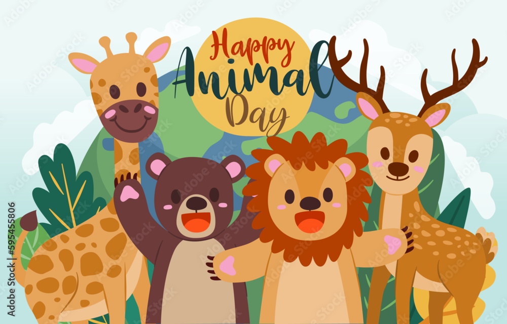 Naklejka premium Banner the Jungle Animals in the forest