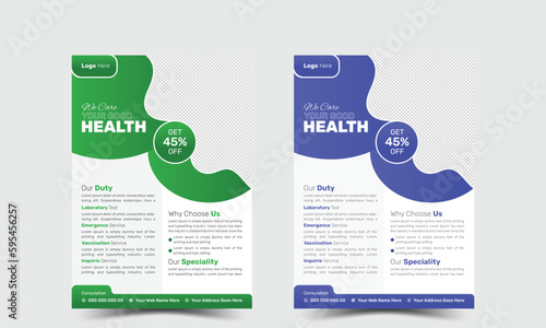 Corporate healthcare and medical cover and back page a4 flyer design template for print