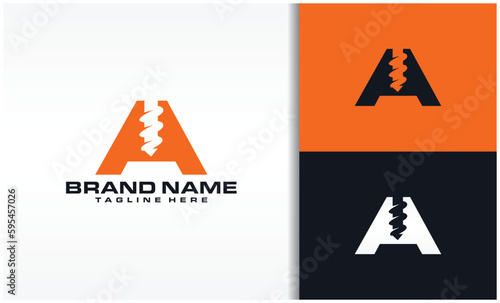 Letter A Drill Bit Logo Design Vector 