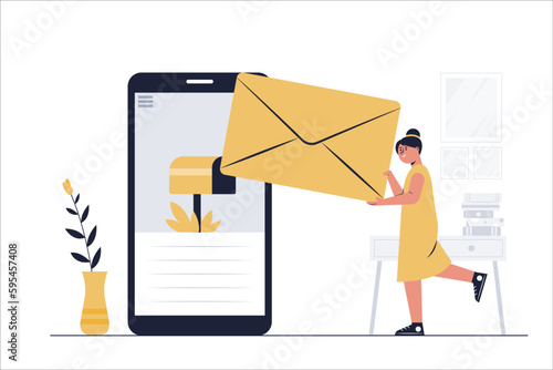 The administrative staff sends emails to the company's customers online with their smartphones.