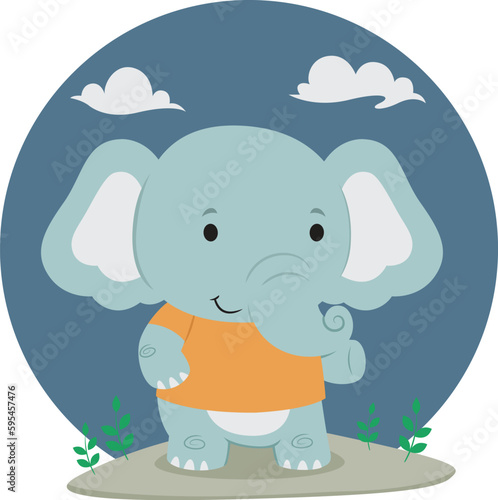 Fototapeta Naklejka Na Ścianę i Meble -  Happy Elephant Character Cartoon Illustration