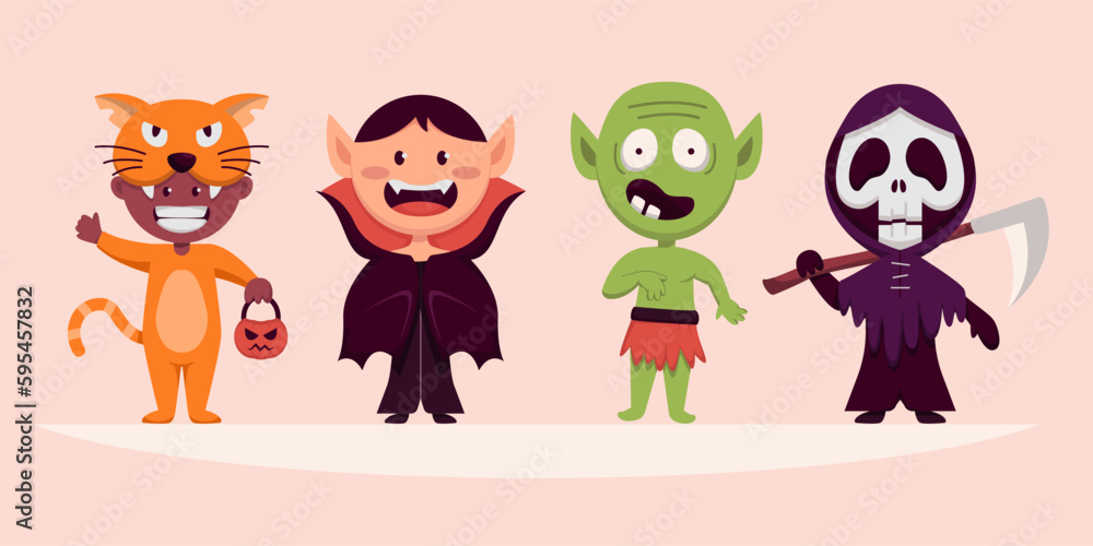 Happy halloween monster character for novel, story and artwork. Vector illustration flat style for designer create banner, web page, card or novel. Happy halloween monster character for novel, story and artwork. Vector illustration flat style for designer create banner, web page, card or novel.