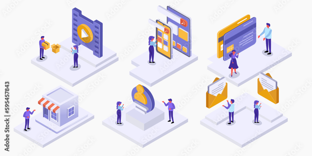 Set of businesspeople working in workspace statistical analysis and management Set of businesspeople working in workspace statistical analysis and management