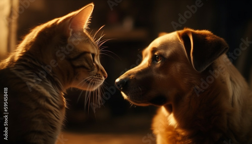 Wallpaper Mural Playful puppy and kitten enjoy sunny day generated by AI Torontodigital.ca