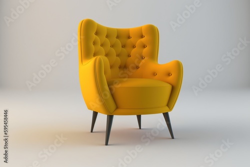 Modern yellow sofa on white background isolated 3d render