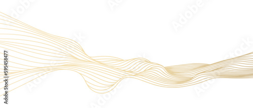 Vector abstract line art wavy smooth flowing dynamic gold gradient isolated on white background in concept luxury, wave, ocean.