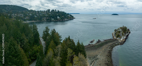 Aerial View of Whyte Islet and Batchelor Bay in West Vancouver, British Columbia, Canada photo