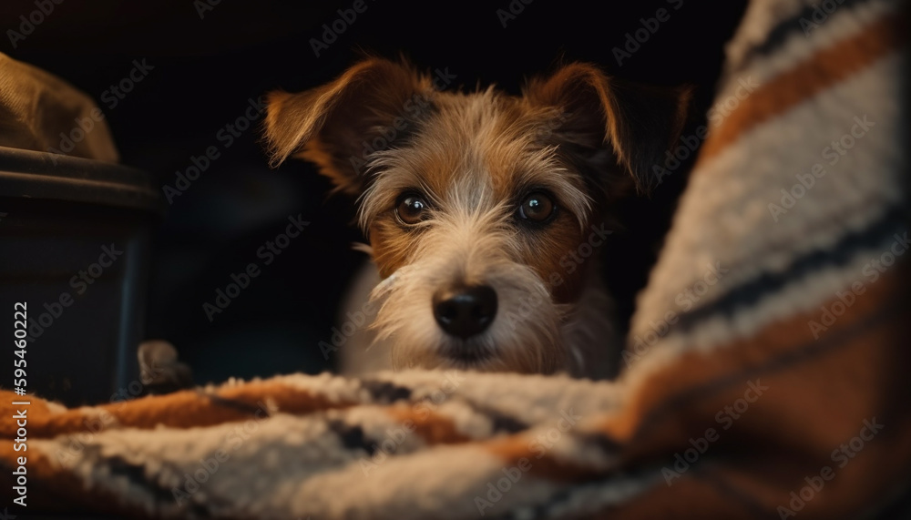 Cute terrier puppy sitting, looking at camera generated by AI Cute terrier puppy sitting, looking at camera generated by AI