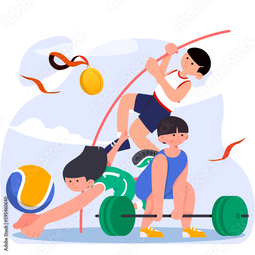 pole vault, volleyball, weightlifting is a competition that is contained in every level of sport.
