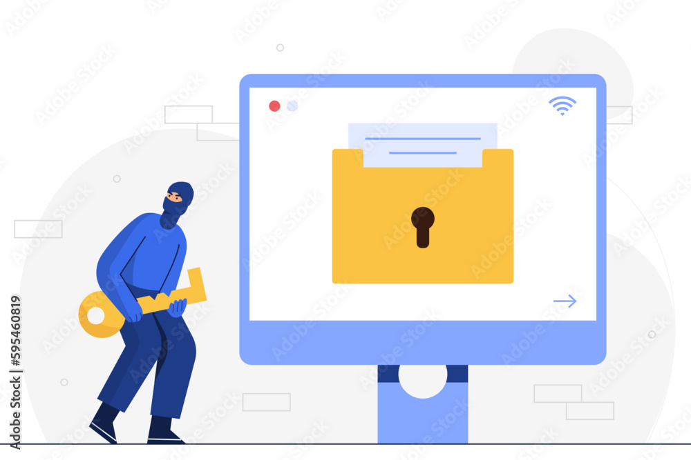 Hacker man is stealing computer business information. Hacker man is stealing computer business information.