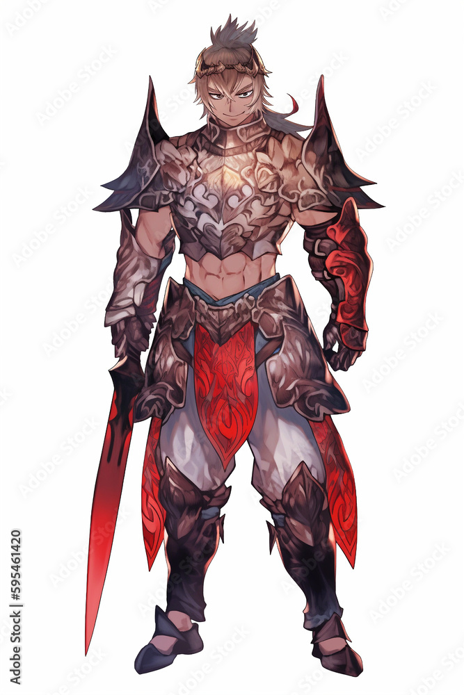 戦士の男性キャラクターの全身イラスト(AI generated image) 戦士の男性キャラクターの全身イラスト(AI generated image)