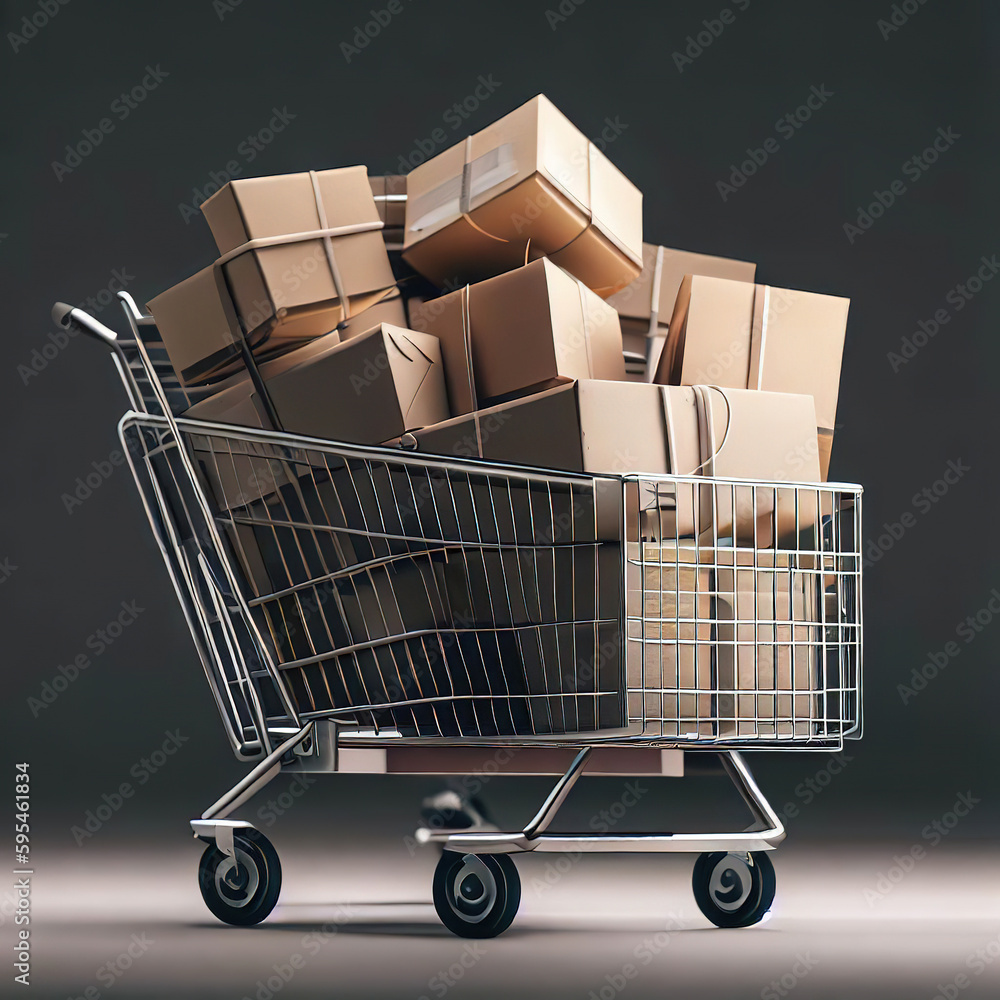 trolley full of parcels with Generative AI.
