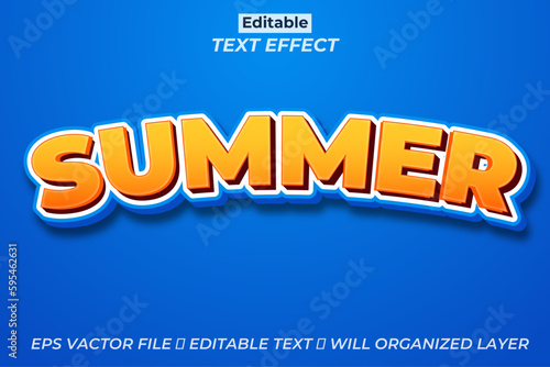 Free vector editable Summer text effect, 3d text effect