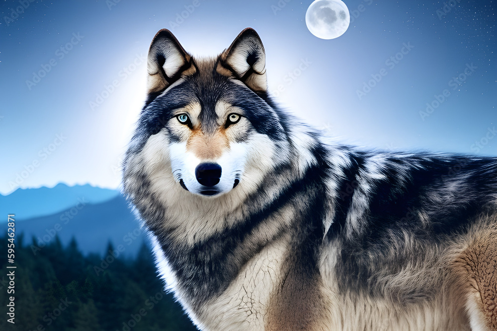 ai-generated illustration of a beautiful wolf ai-generated illustration of a beautiful wolf