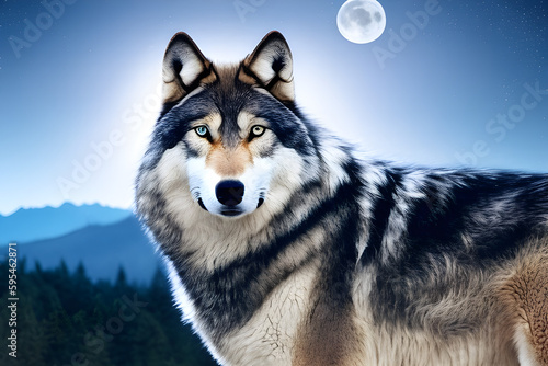 ai-generated illustration of a beautiful wolf