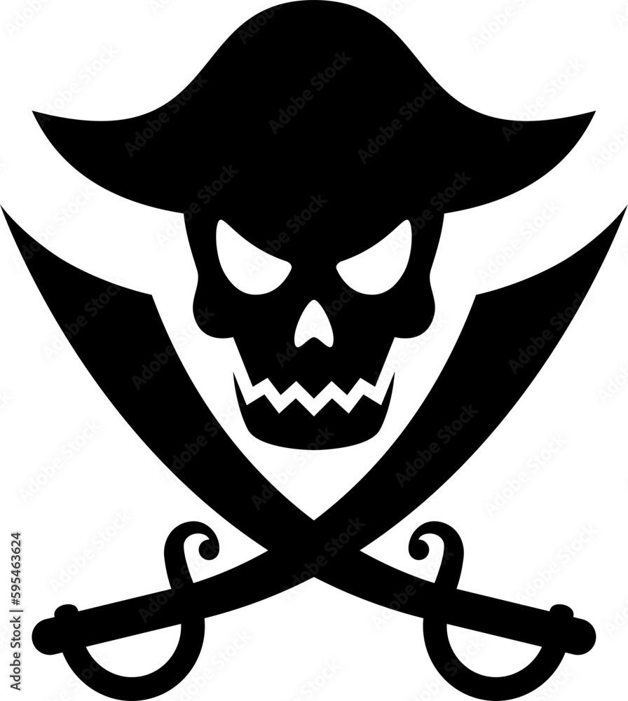 silhouette of pirate skull and crossed swords silhouette of pirate skull and crossed swords