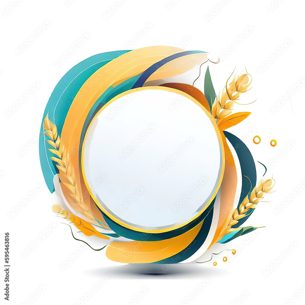 Abstract design of a circular frame with paddy,rice around it, used for banners, flyers, posters, advertisements with Generative AI. Abstract design of a circular frame with paddy,rice around it, used for banners, flyers, posters, advertisements with Generative AI.
