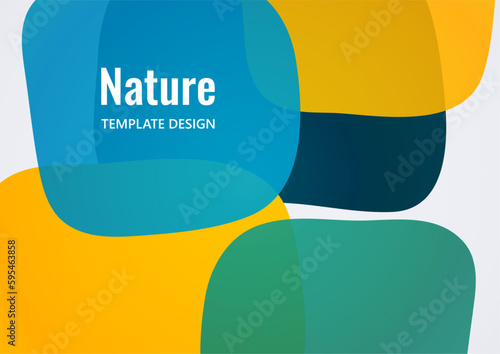 Geometric composition with a transparent overlay of colored rounded, square shapes. Vector.