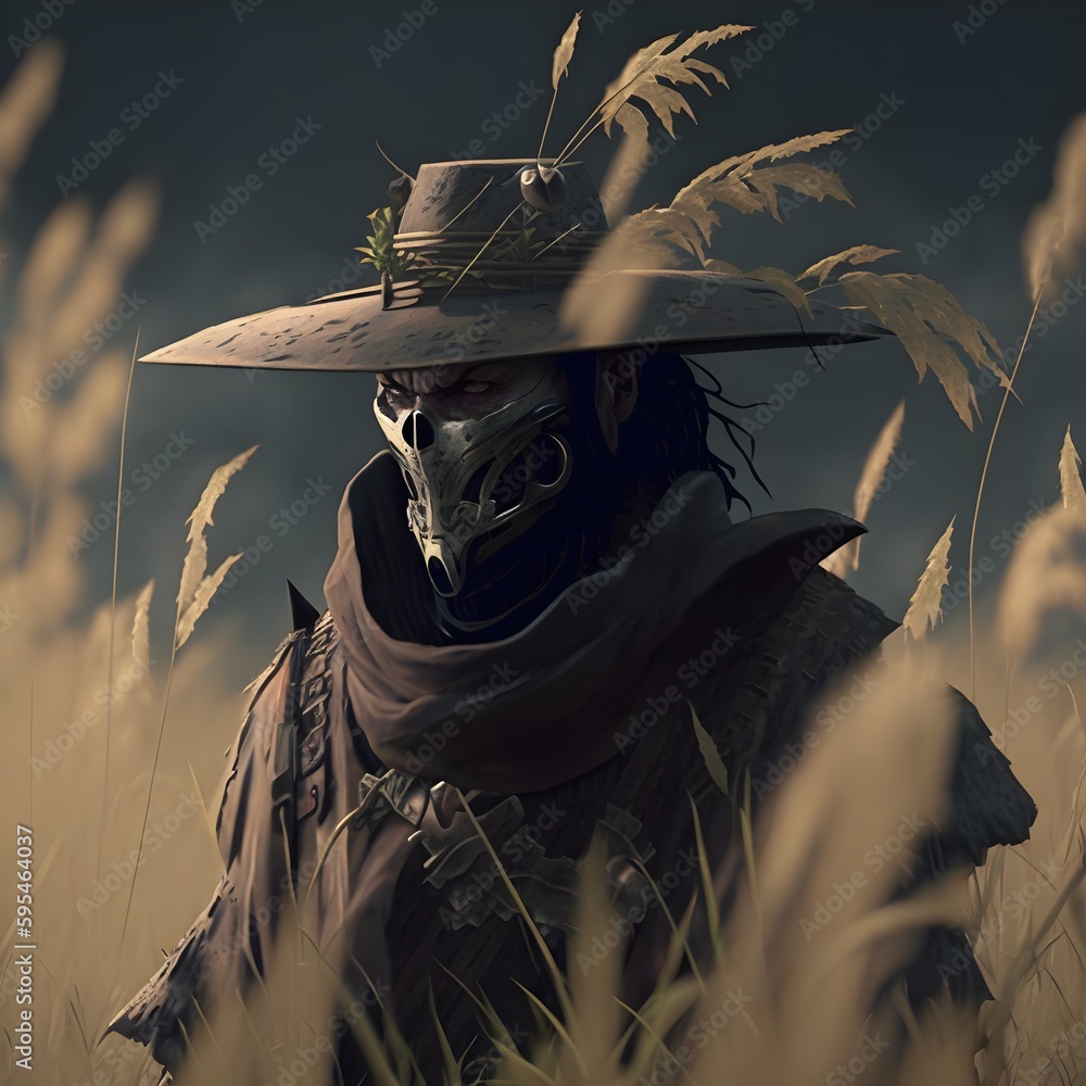 japanese ronin samurai character concept piece of straw in mouth straw