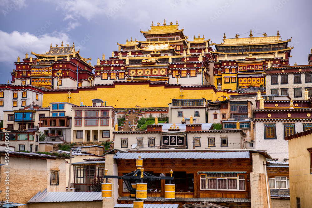 Songzanlin Temple, is Tibetan Buddhist monastery in Zhongdian city, Shangri-La, Yunnan province, China, travel and tourists, famous place and landmark, religious and holiday concept
