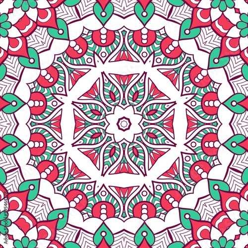 Abstract Pattern Mandala Flowers Plant Art Colorful Red Green 169