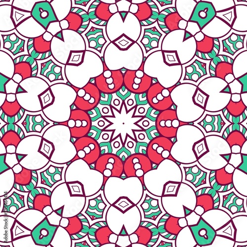 Abstract Pattern Mandala Flowers Plant Art Colorful Red Green 133