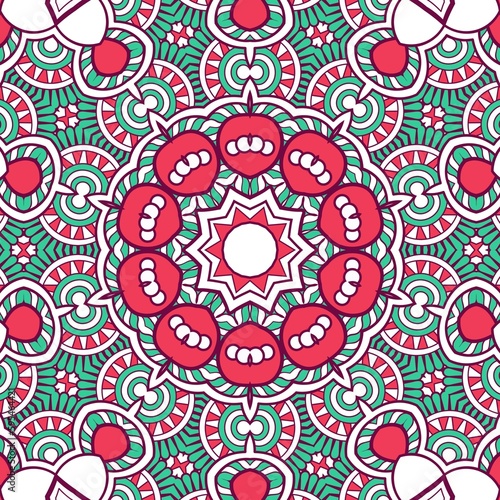 Abstract Pattern Mandala Flowers Plant Art Colorful Red Green 131