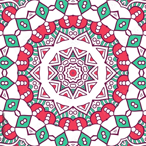 Abstract Pattern Mandala Flowers Plant Art Colorful Red Green 127