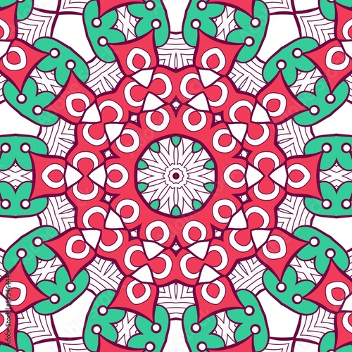 Abstract Pattern Mandala Flowers Plant Art Colorful Red Green 121