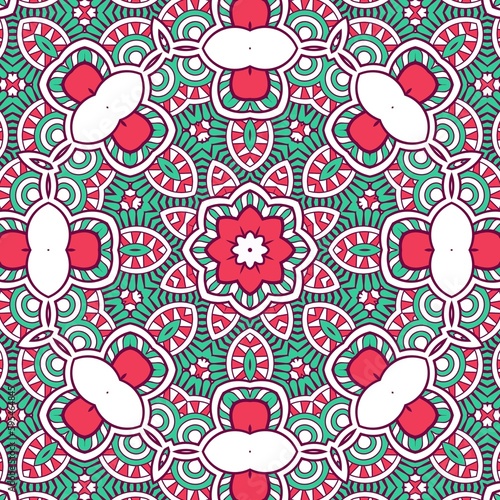Abstract Pattern Mandala Flowers Plant Art Colorful Red Green 17