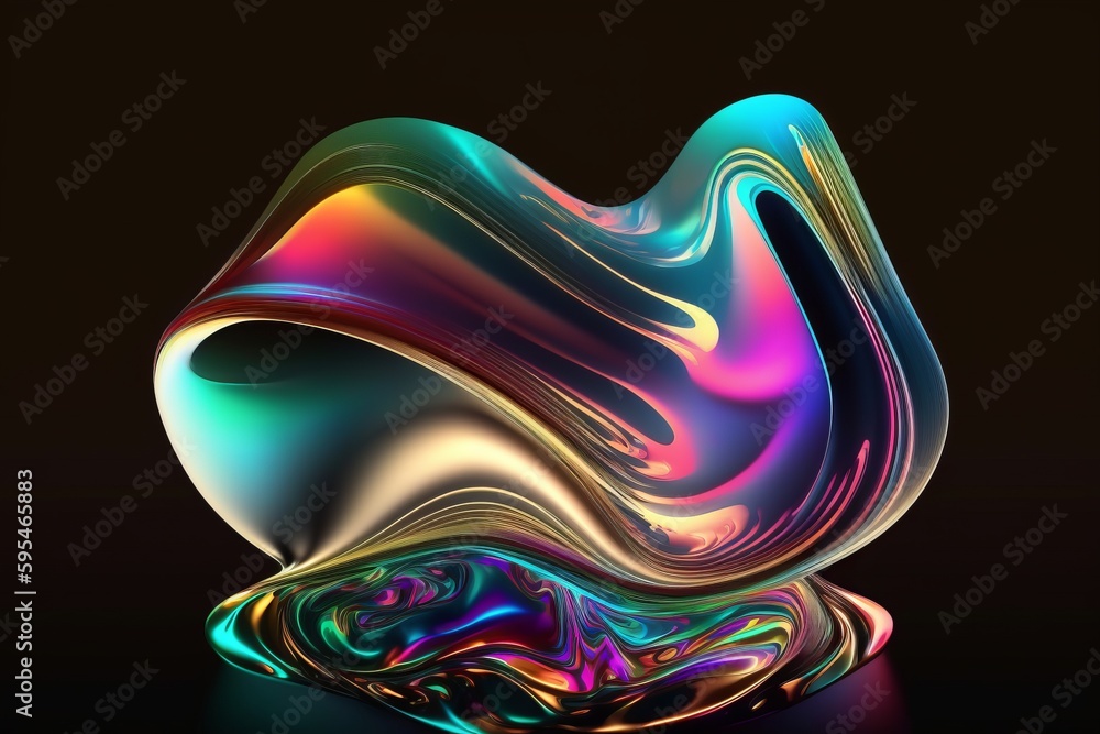 Obraz premium Abstract fluid 3d render iridescent holographic neon curved, created with Generative Ai Technology