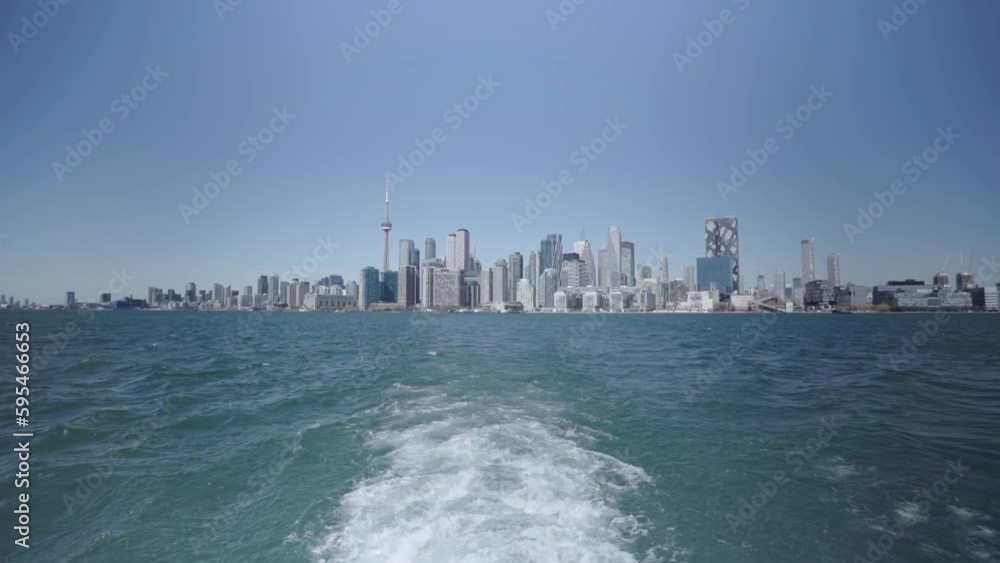 toronto skyling from moving ferry toronto skyling from moving ferry