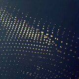 Abstract golden dynamic wavy line dotted texture ,Dark blue background with copy space with Generative AI