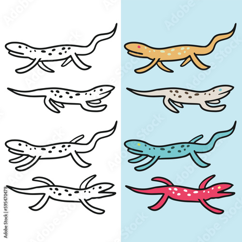 set of funny cartoon lizards