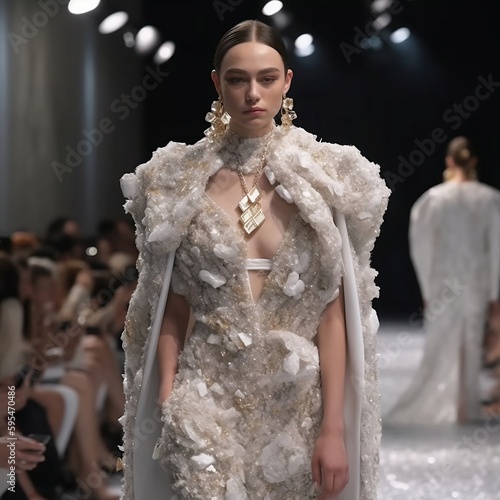 Fashion catwalk made with clear white quartz IA generativa photo