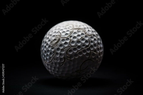 White golf ball on a black background. Generative AI