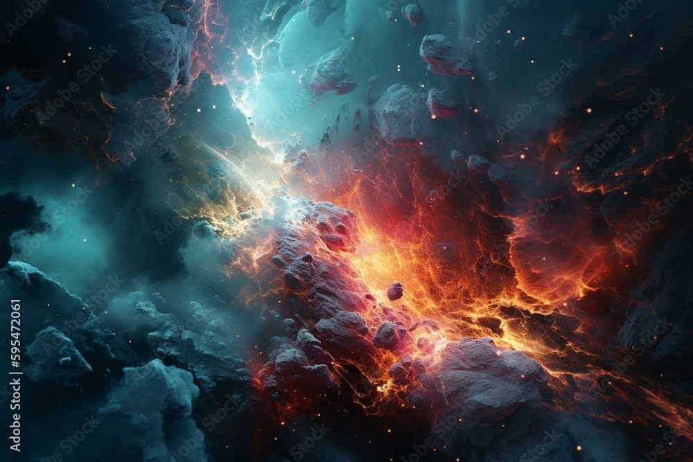 Colorful space-themed backgrounds with abstract designs of nebulas and planets. Generative AI