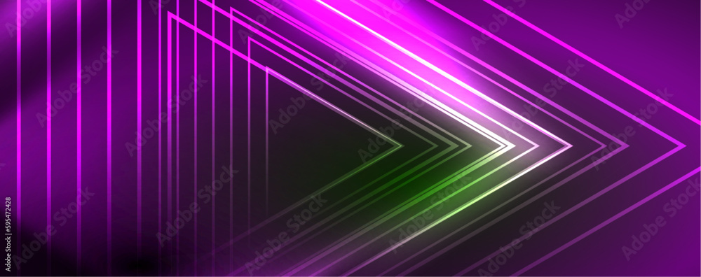 Neon glowing lines and angles, magic energy space light concept. Vector illustration for wallpaper, banner, background, leaflet, catalog, cover, flyer Neon glowing lines and angles, magic energy space light concept. Vector illustration for wallpaper, banner, background, leaflet, catalog, cover, flyer