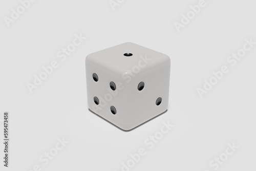 white dice isolated on white background. Render 3D.