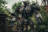 A high-tech theme park guarded by colossal robots ensures visitors' safety. Generative AI