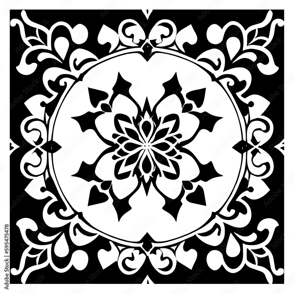 Fototapeta premium Flower clipart vector design black and white