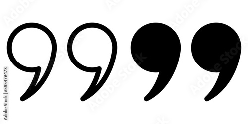 ofvs362 OutlineFilledVectorSign ofvs - quote mark vector icon . double comma sign . isolated transparent . black outline and filled version . AI 10 / EPS 10 / PNG . g11702