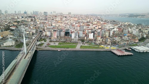 The area around the Halych Bridge in Istanbul, cityscape forward shot photo