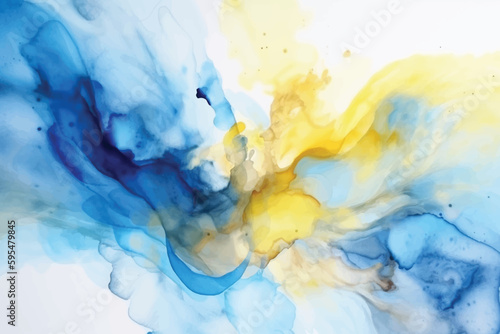 Abstract blue and yellow color watercolor background