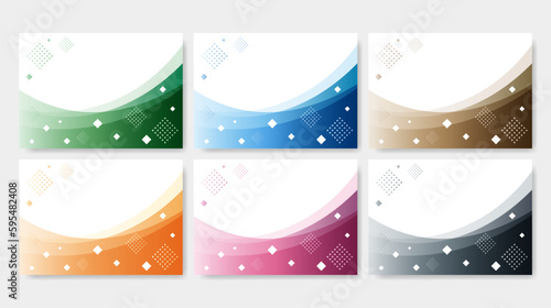 幾何学模様と曲線の背景セット