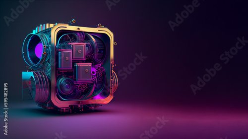 Colorful futuristic photo camera image. Generated AI