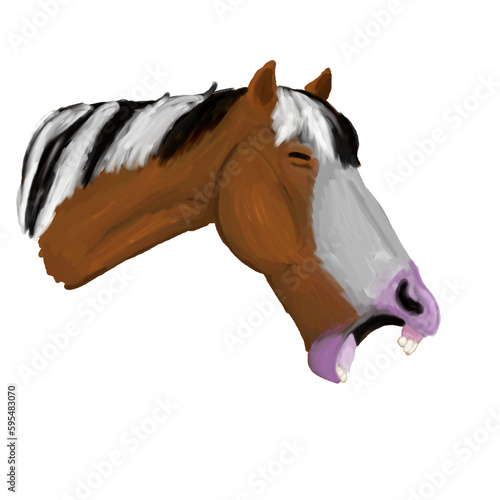 Hand drawn - yawning horse head