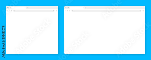 Blank web browser window with tab, toolbar and search field. Modern website, internet page in flat style. Browser mockup for computer, tablet and smartphone. Adaptive UI. Vector illustration