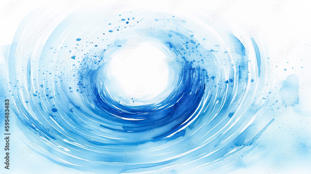 水色の波模様の水彩画背景 Generative AI 水色の波模様の水彩画背景 Generative AI