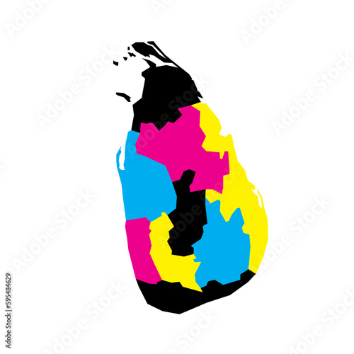 Sri Lanka political map of administrative divisions - provinces. Blank vector map in CMYK colors.